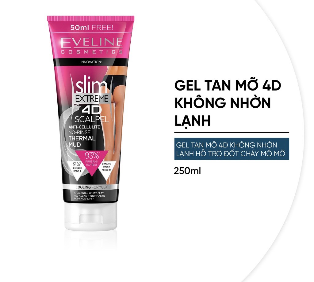 Gel tan mỡ lạnh 4D không gây nhờn 93% Eveline