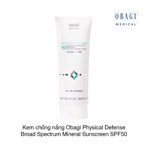 Kem chống nắng vật lý SuzanObagiMD Physical Defense Tinted Broad Spectrum SPF 50 (có màu)