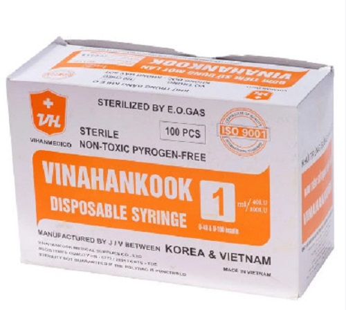 BƠM TIÊM  VINAHANKOOK Bơm tiêm sử dụng 1 lần 1cc insuline