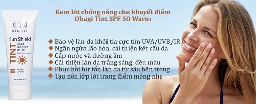 Kem chong nang che khuyet diem Obagi Sun Shield Broad Spectrum SPF 50 Tint (Warm)