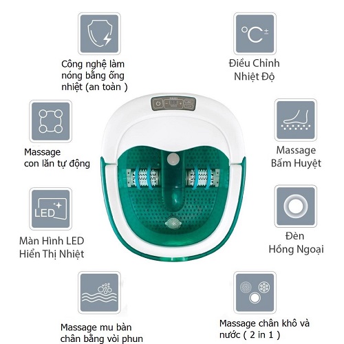 bon ngam chan cao cap massage con lan xoay tu dong, cong nghe lam nong moi HoMedics FB-650