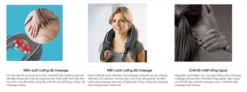 Dai massage co vai gay Shiatsu kem nhiet hong ngoai HoMedics NMS-255-EU